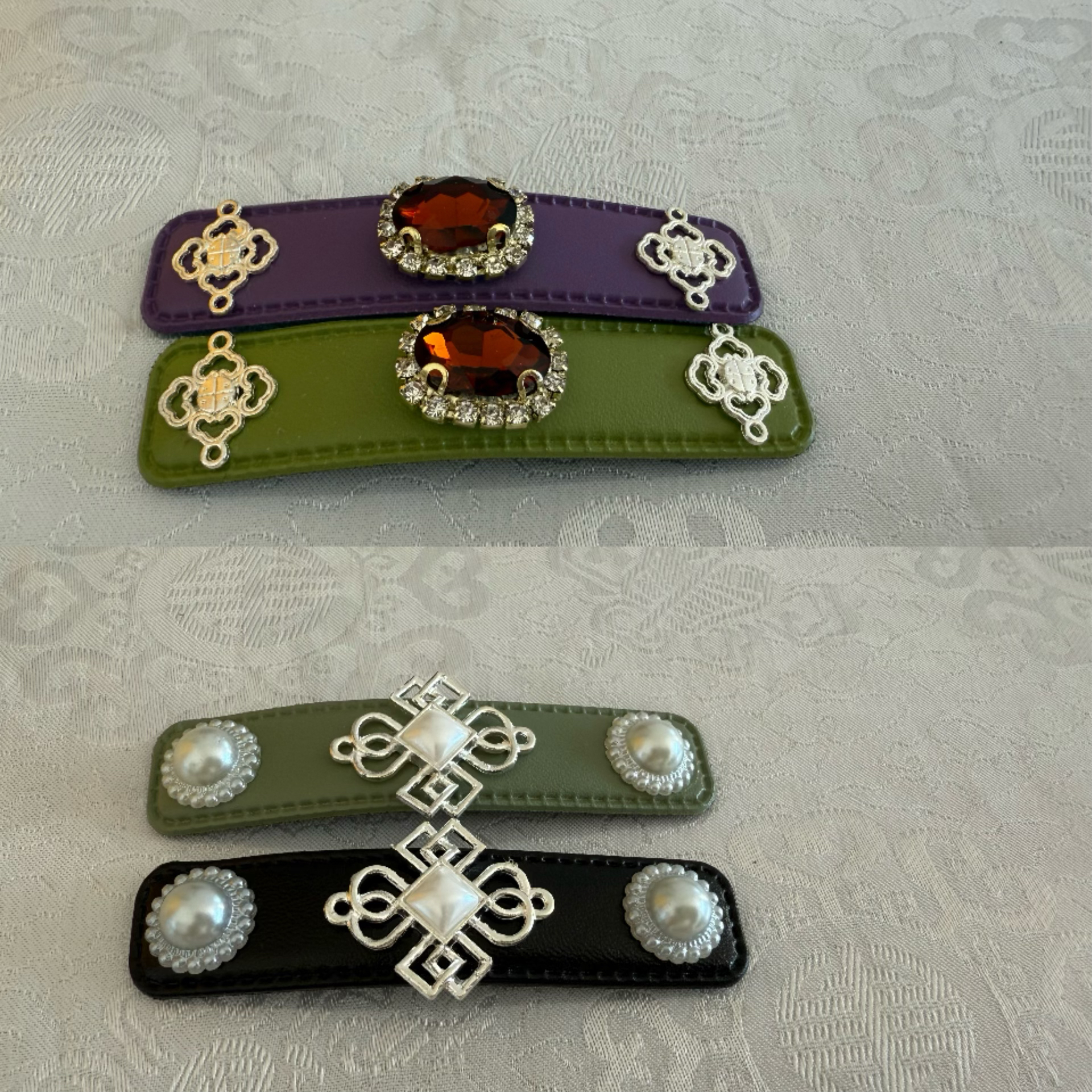 民族风格手工发卡 皮制