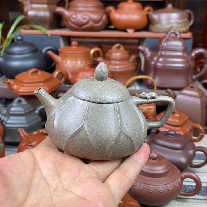 紫砂茶壶莲瓢130cc原矿蟹壳青紫砂双十一特价