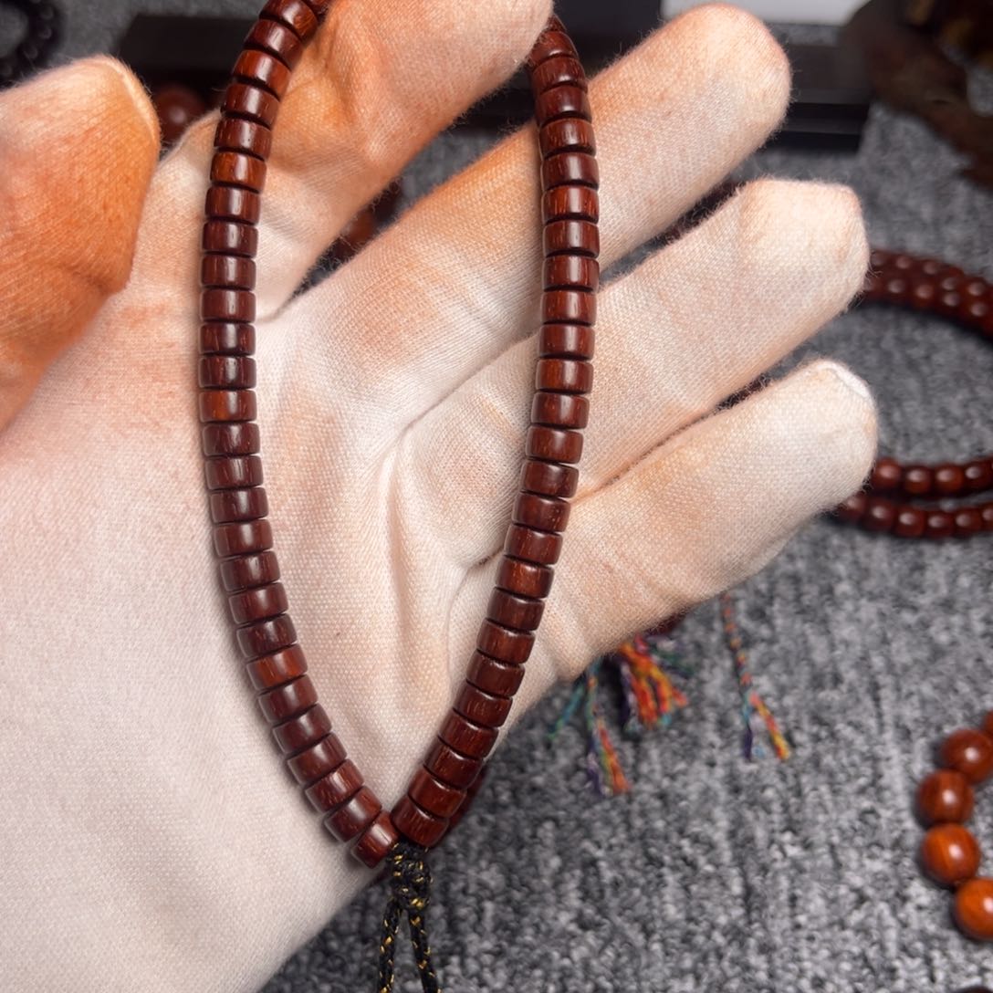 小叶紫檀手串/手链4*7药片手持网格纹高油高密