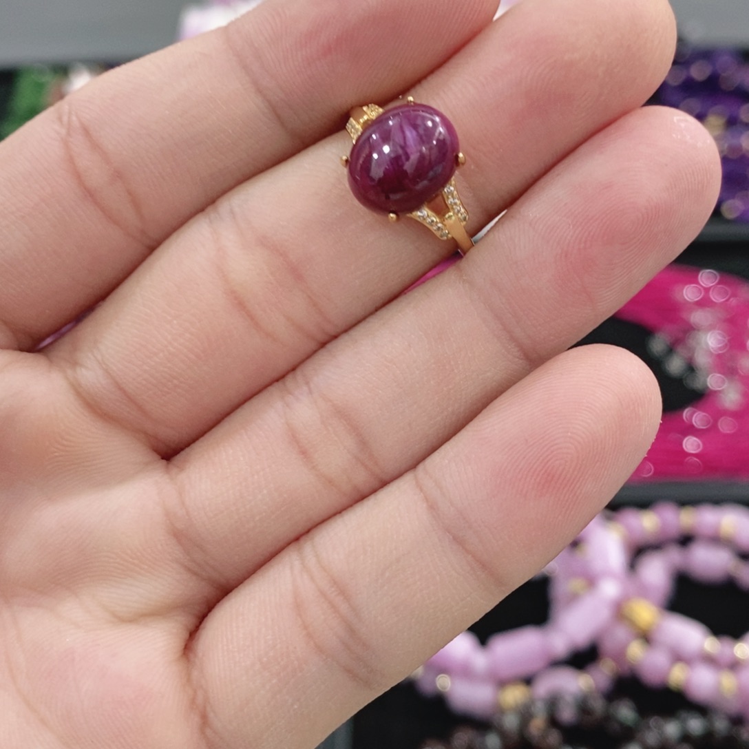 戒指银S925镶嵌红宝石