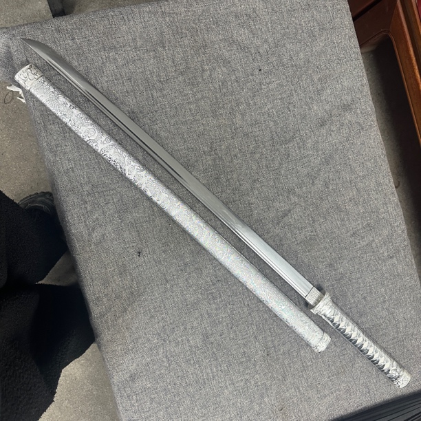 龙泉昊天宝剑一体刀剑唐横刀T10实木包pu皮银防身冷兵器未开刃