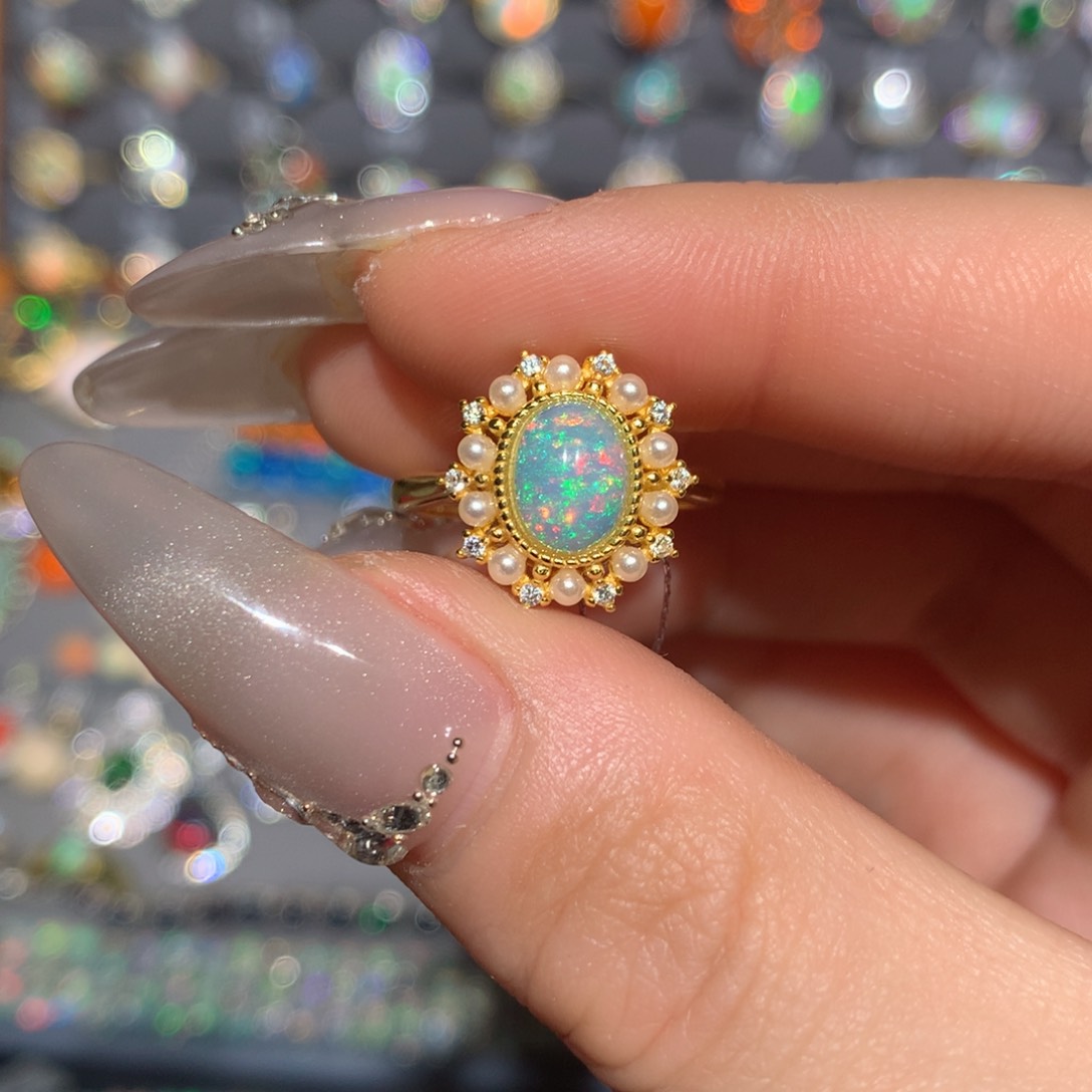 欧泊福利戒指w银S925镶嵌