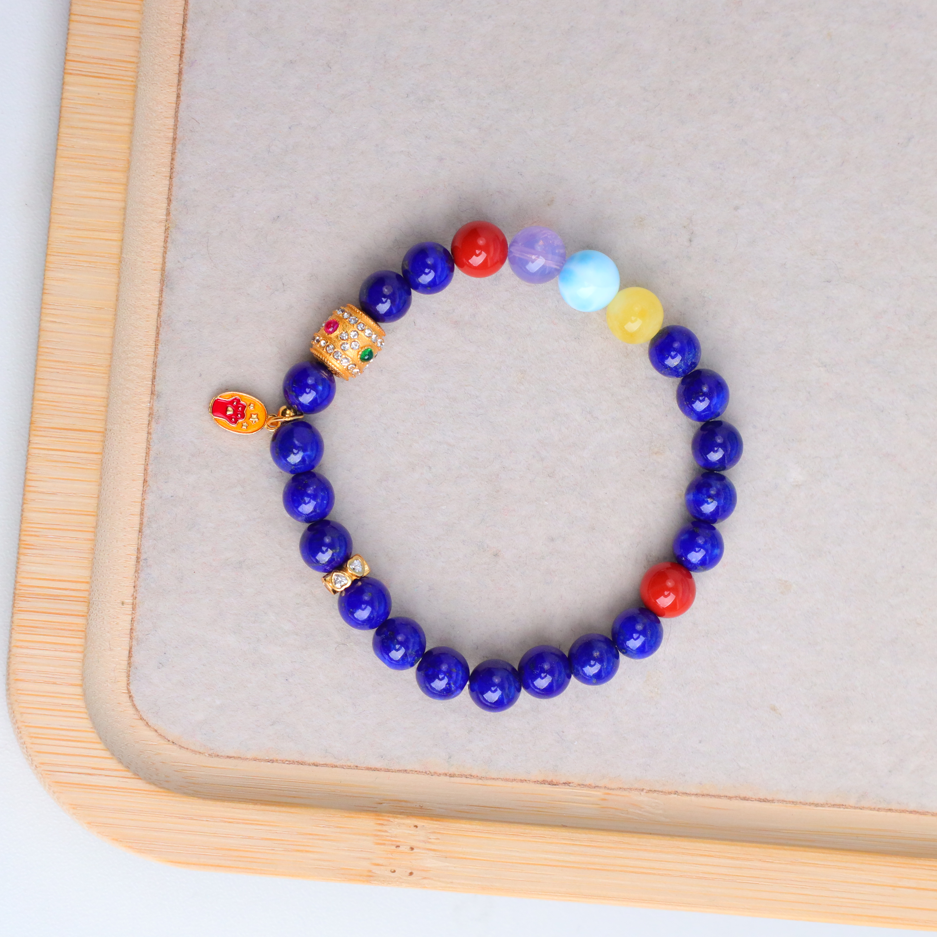 【琪琪珠宝】时尚简约青金石设计手串