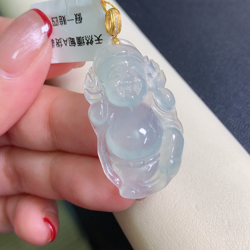 【闪购商品】翡翠颈饰18K金镶嵌财神