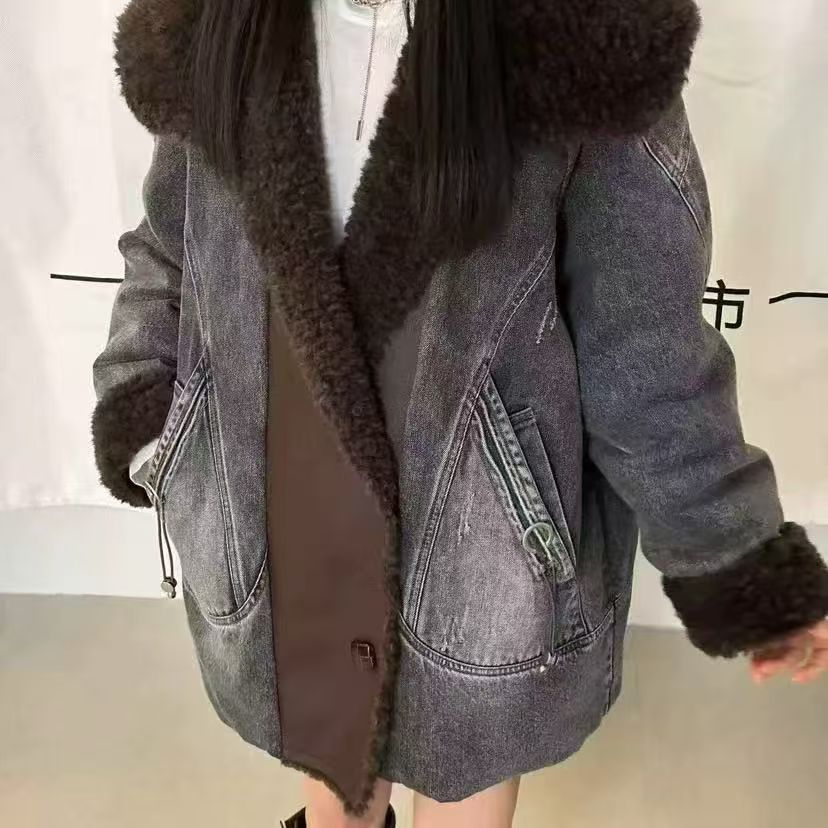 1532秋冬新品时尚大码牛仔外套