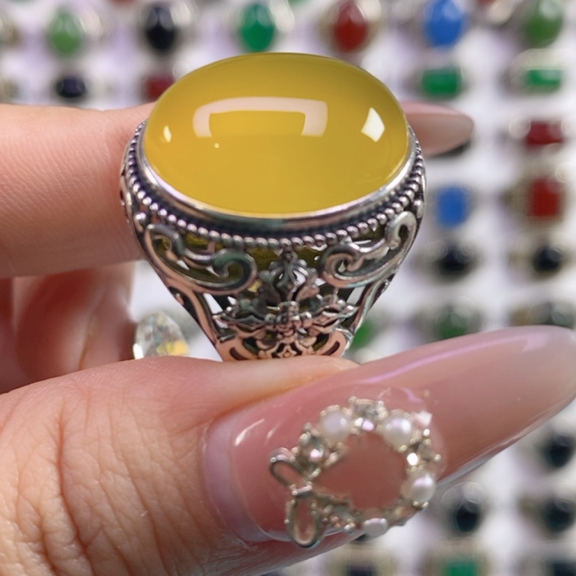 【闪购商品】银S925镶嵌戒指玛瑙/玉髓