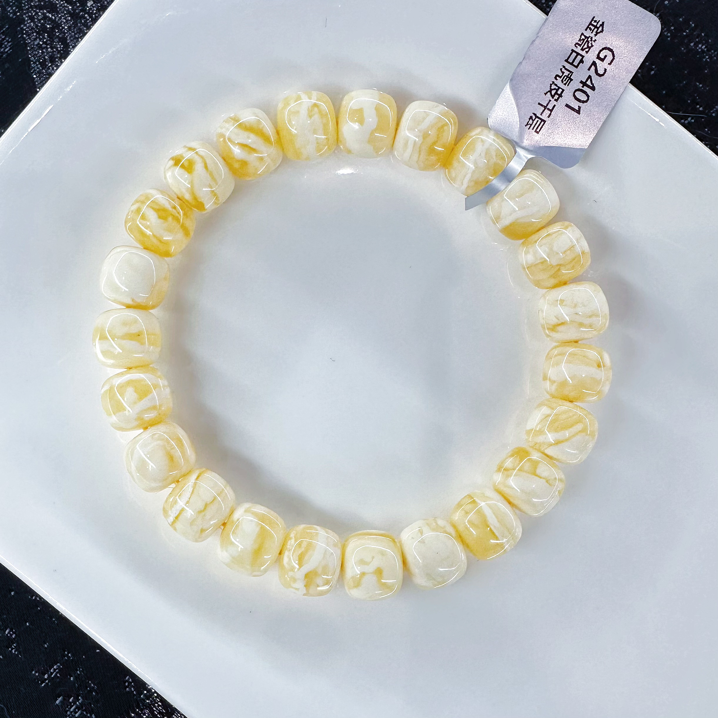 典藏·金瓷白10mm虎皮纹千层雪蜜蜡老型手串 客定多样性发货