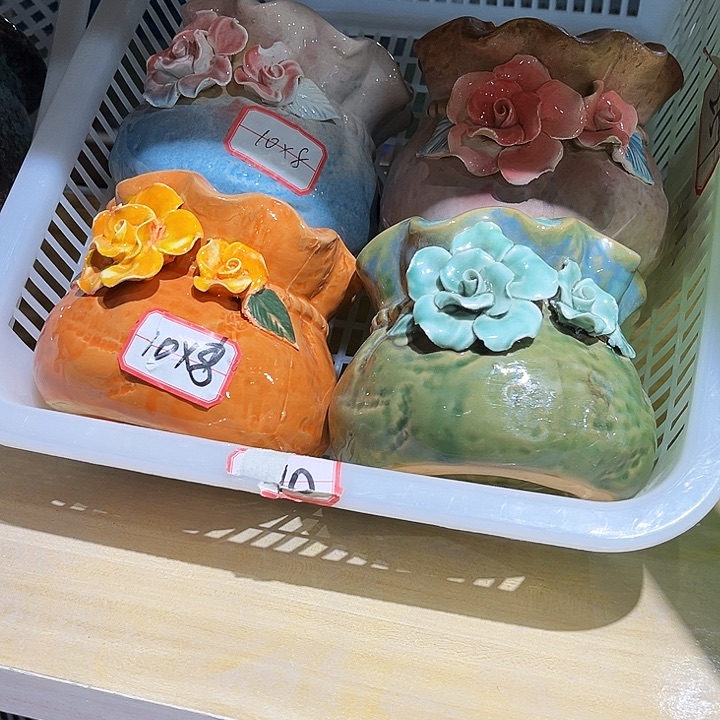 瓷片花盆多肉植物艺术品