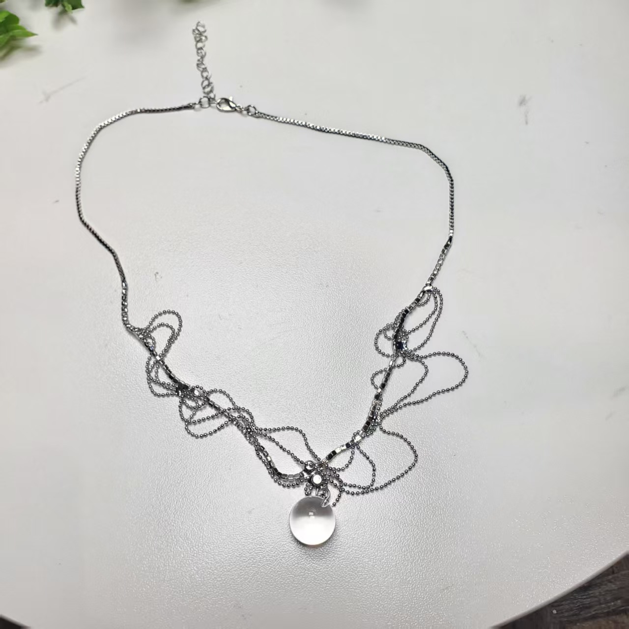 A005【赵小姐】时尚925白水晶吊坠