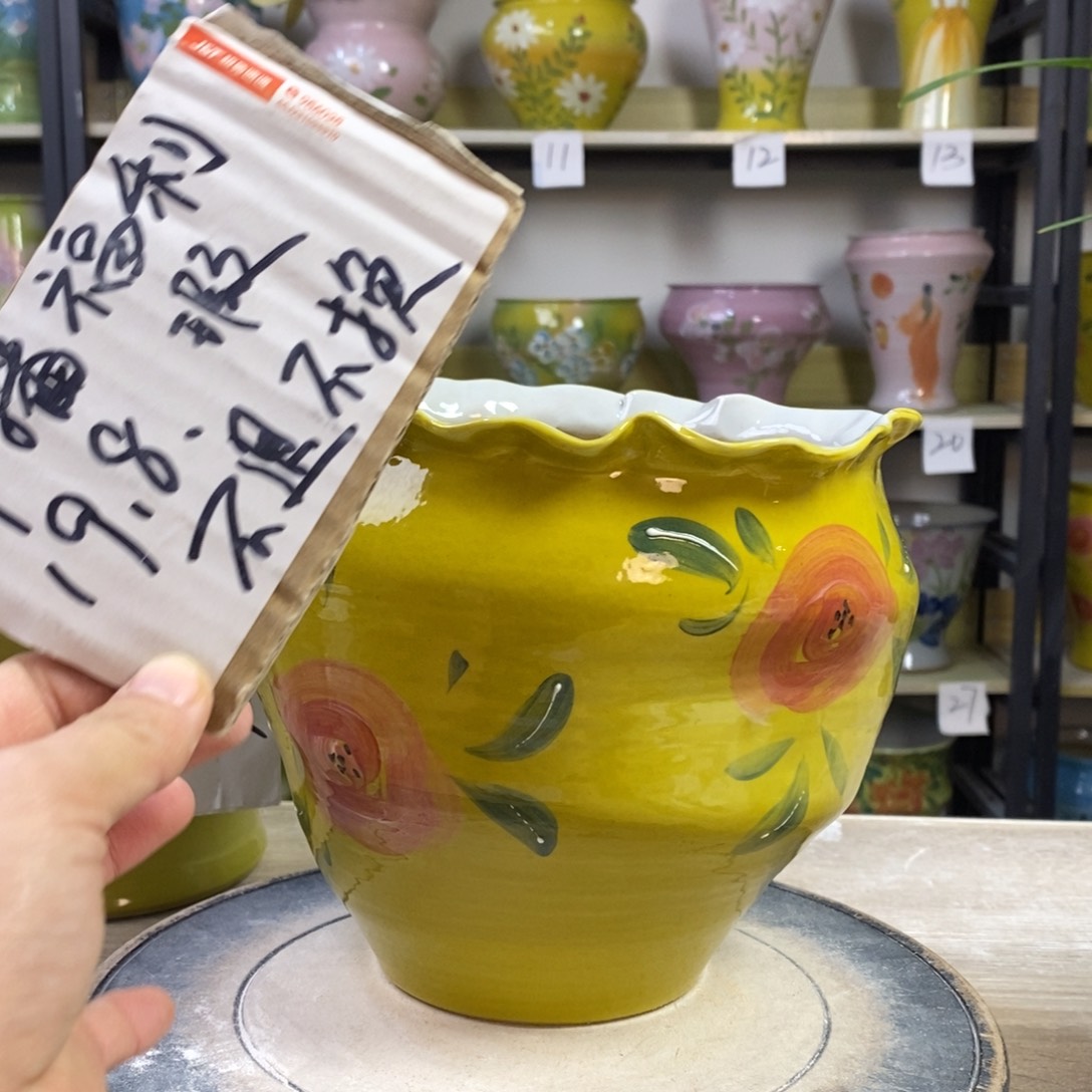 景德镇手工手绘陶瓷花盆