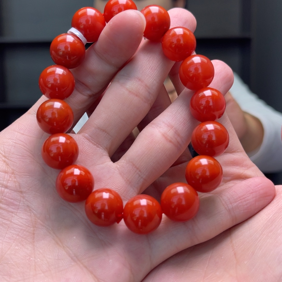 南红玛瑙14mm瓦西单圈未镶嵌多样性发一件