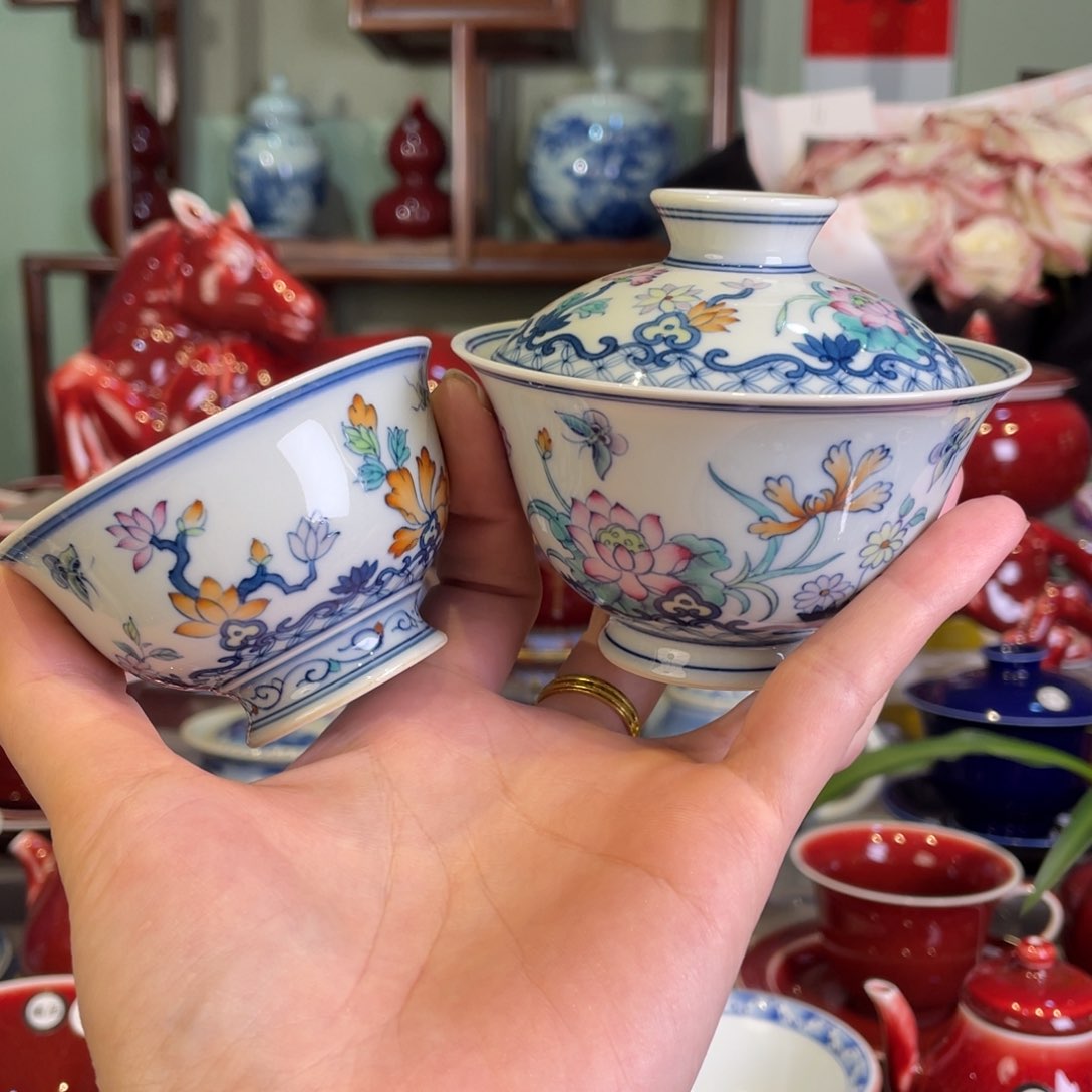 鹤****司清欢柴窑，斗彩四季花套组