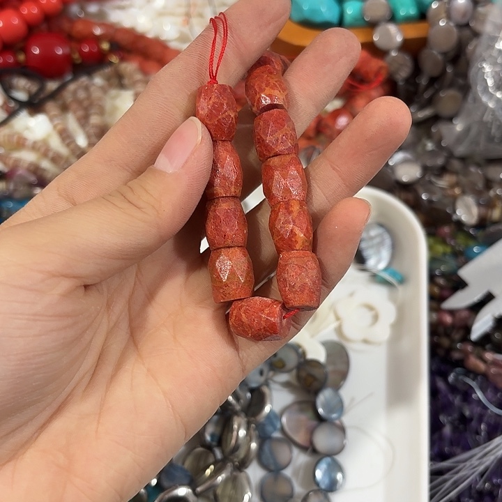 玛瑙/玉髓合金珠宝半成品4个切面桶珠