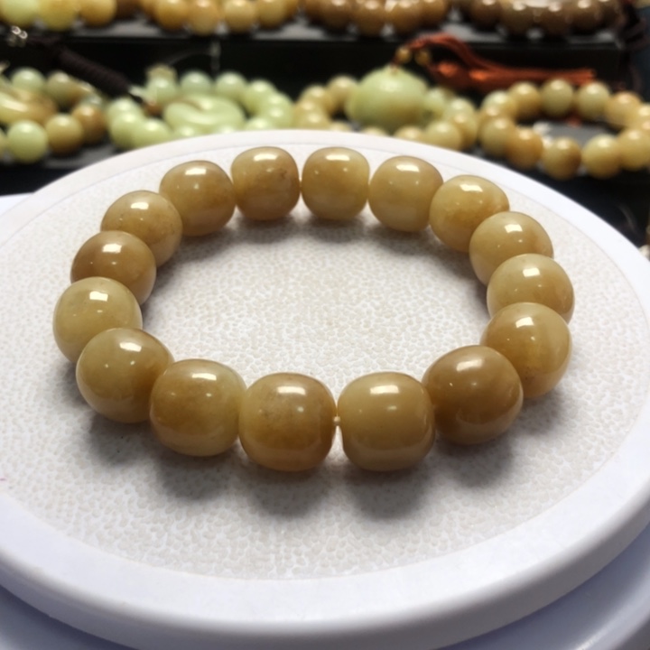 和田玉手串未镶嵌手*卡14