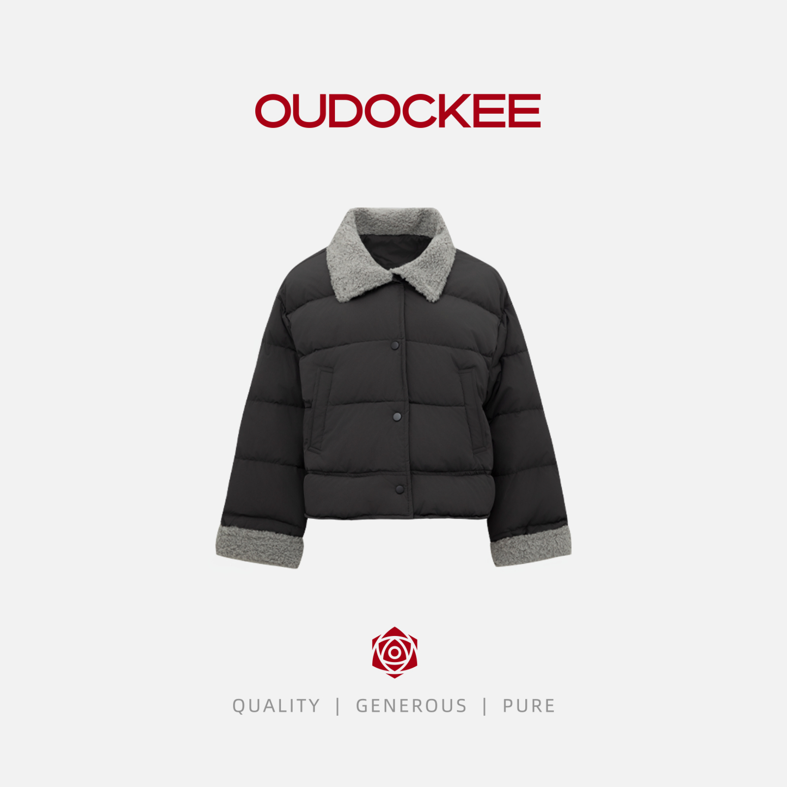 OUDOCKEE 鸥鸥【鸥鸥同款】复古拼接撞色翻领设计羽绒服百搭 202516