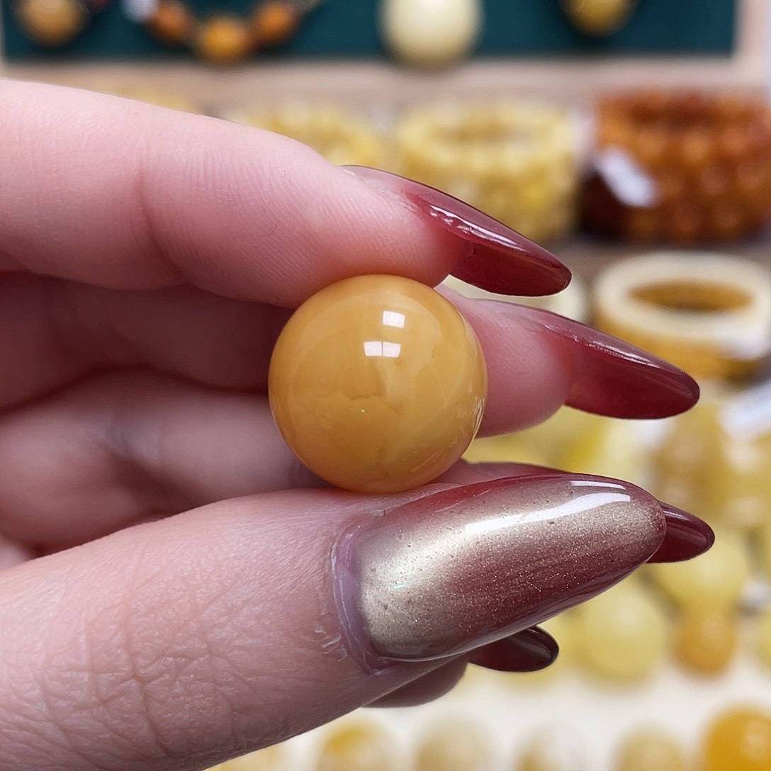 蜜蜡未镶嵌珠宝奇石16.1mm氧化蜡妖花圆珠 瑕