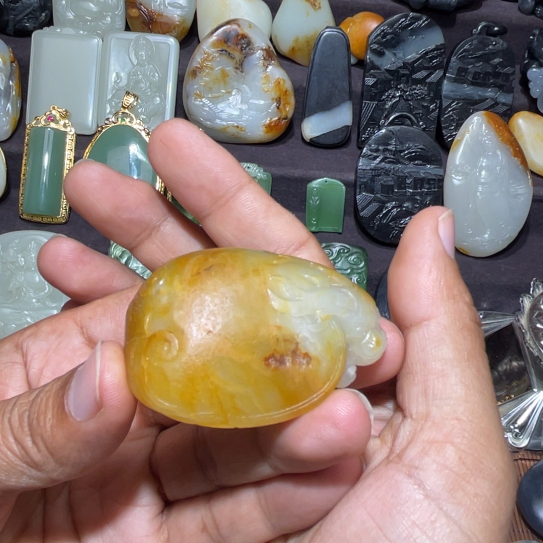 和田玉未镶嵌颈饰新疆和田玉黄沁皮龙龟把件吊坠