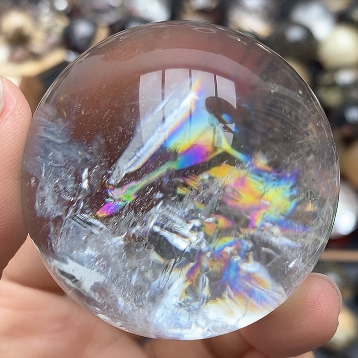 水晶裸石未镶嵌七彩铜矿球49.7