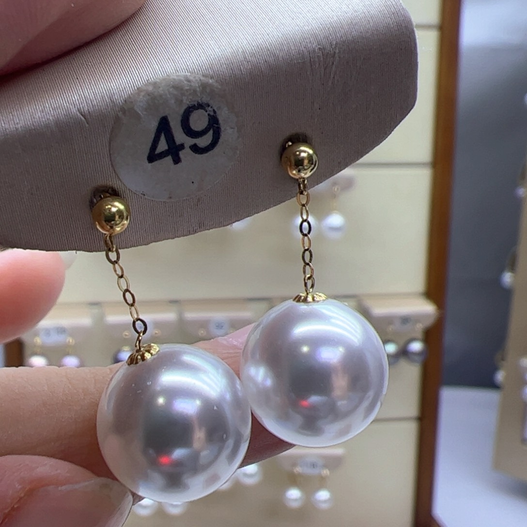 淡水珍珠耳饰18K金镶嵌