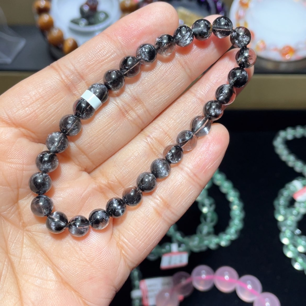 【闪购商品】手串未镶嵌水晶黑银钛手串
