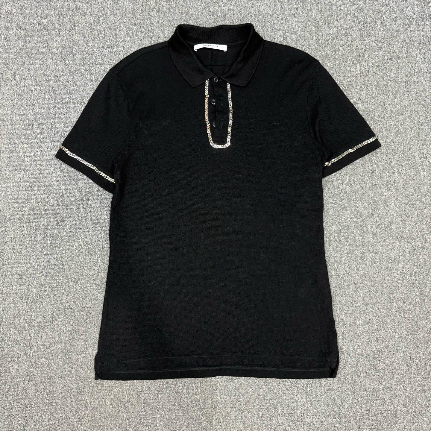 99新 Givenchy/纪梵希 14320012 黑色链条短袖Polo衫 M码99新