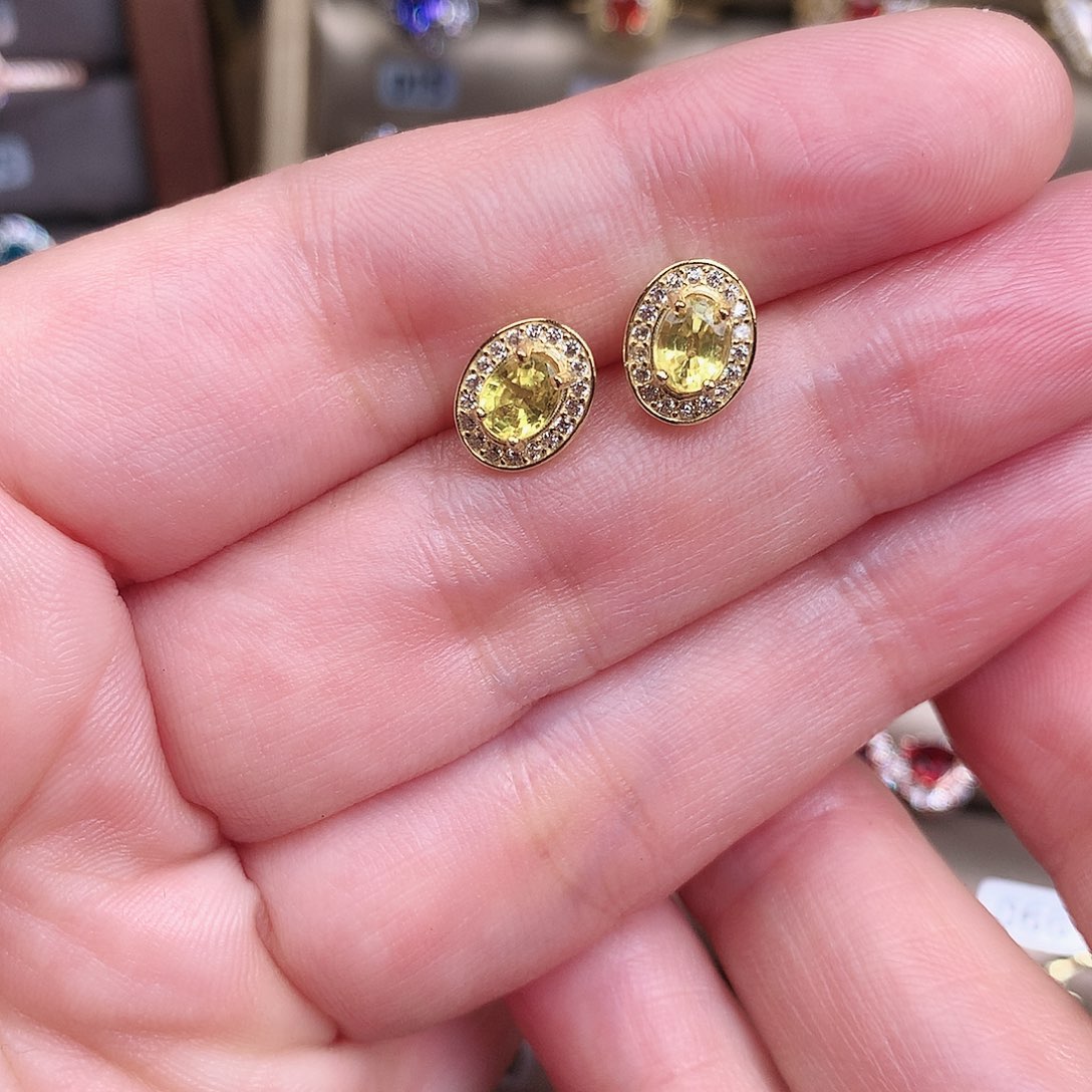 l***.蓝宝石耳饰银S925镶嵌