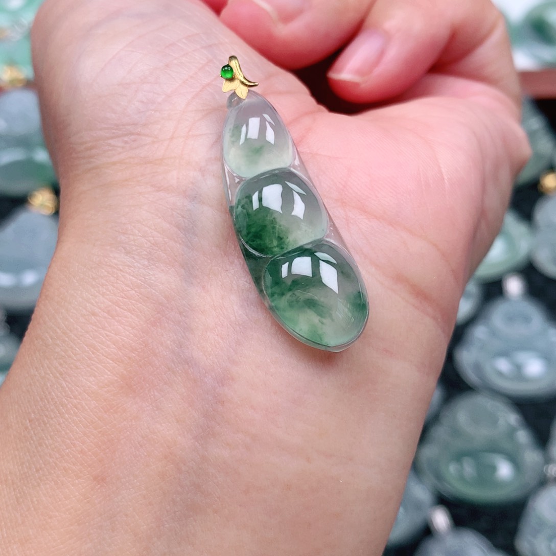 翡翠18K金镶嵌吊坠(不含链)