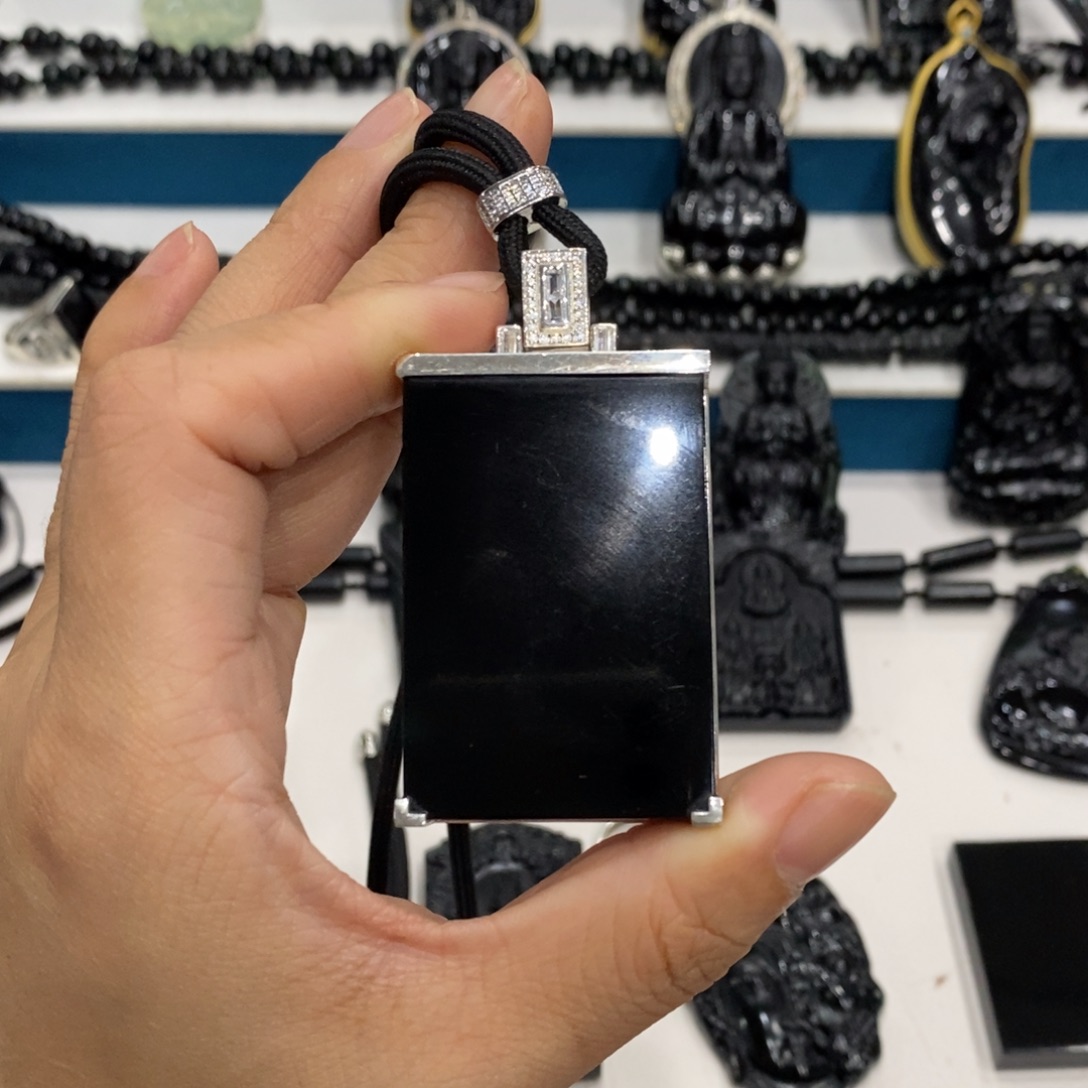 *****蛇纹石玉银S925镶嵌吊坠