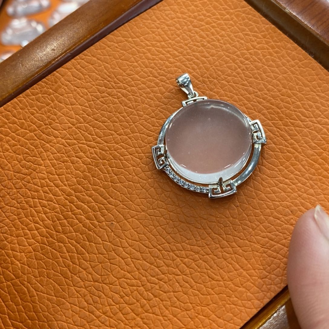 石英质玉吊坠(赠链)银S925镶嵌