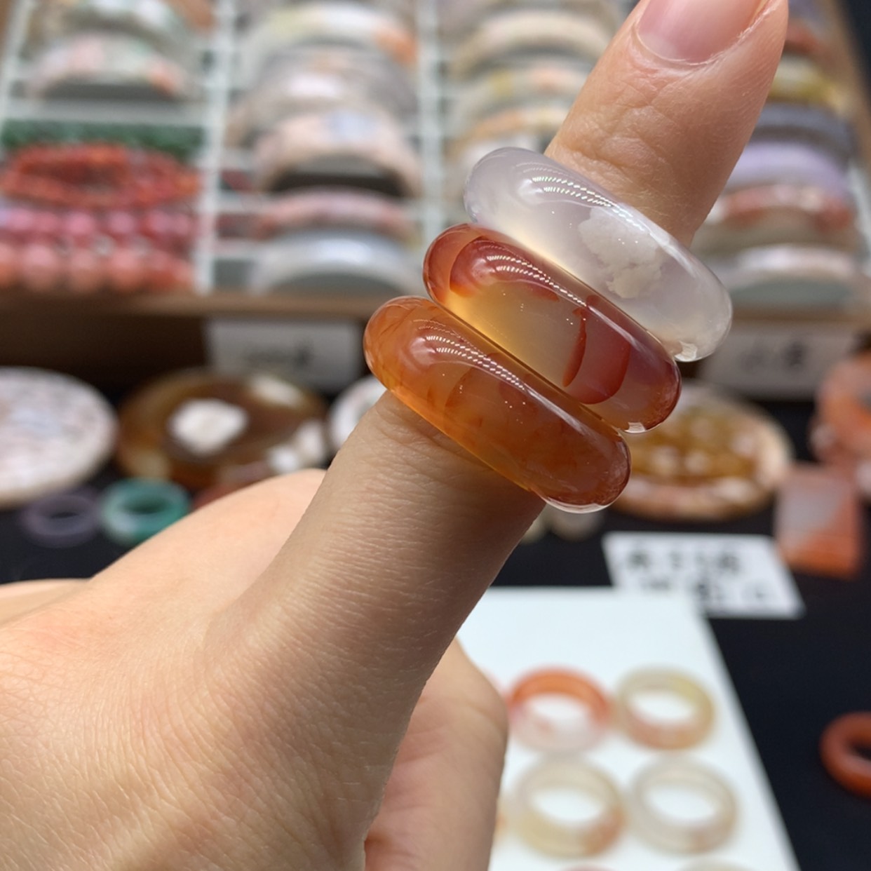 【闪购商品】玛瑙/玉髓戒指未镶嵌圈17发一个