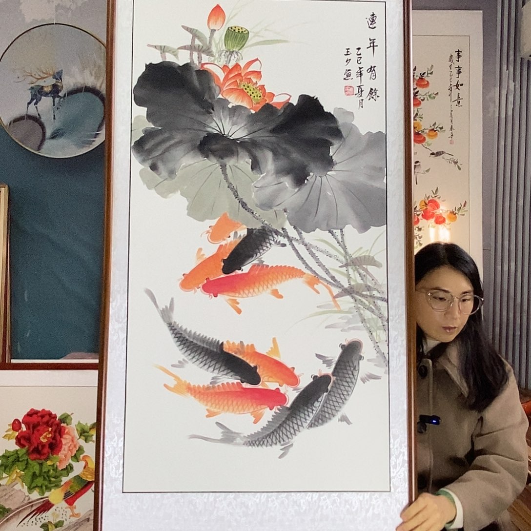 国画62✖️122手写手绘国画作品带框包邮