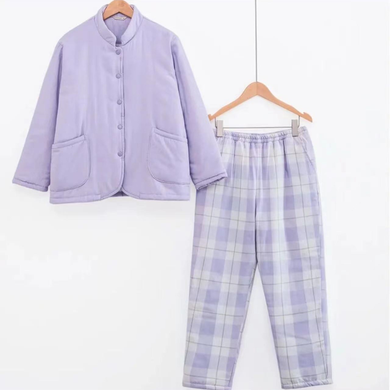 【全棉有领子棉服】一套过冬纯棉双层纱小棉袄三层加厚宽保暖搭子