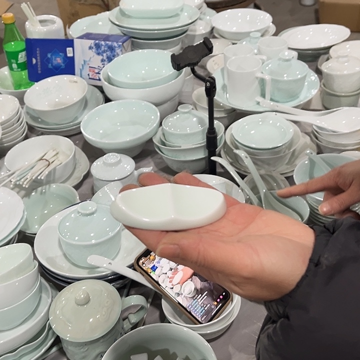瓷片青瓷筷子架6个包邮