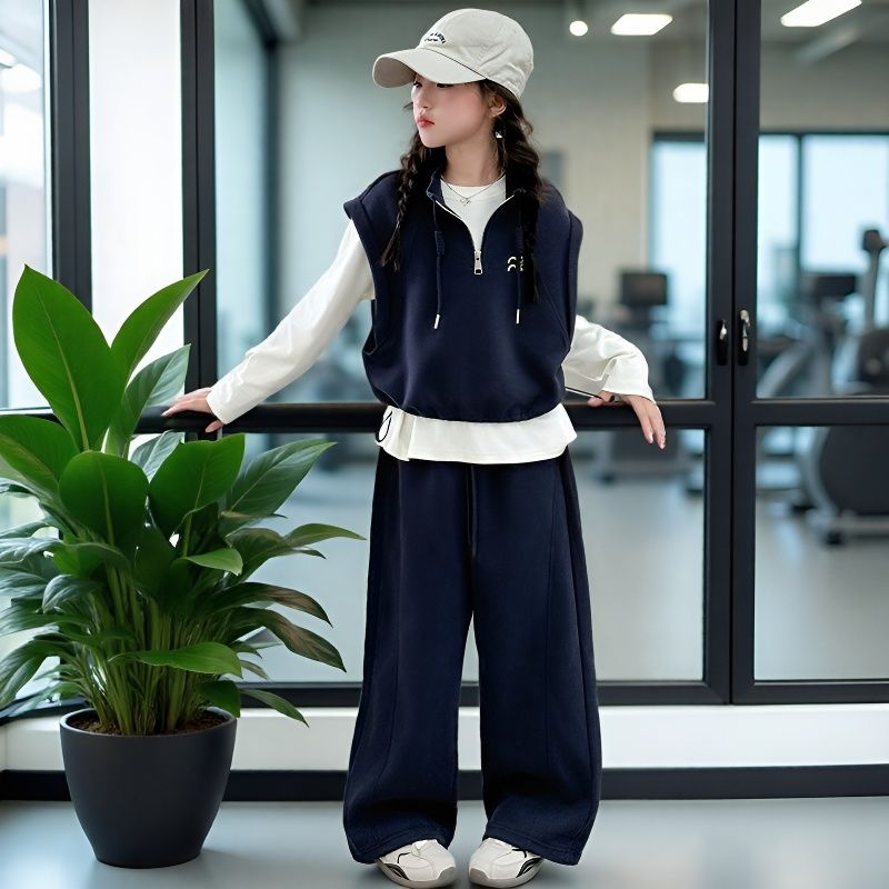 女童三件套两件套秋款春秋女孩早秋套装中大童新款女童秋装新潮款