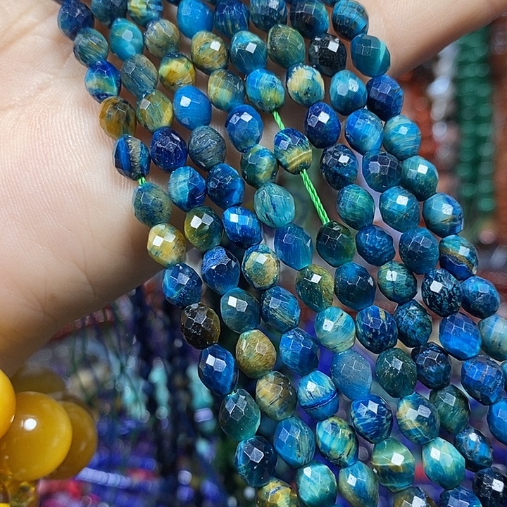 玛瑙/玉髓未镶嵌珠宝半成品虎眼米切卡5mm一条