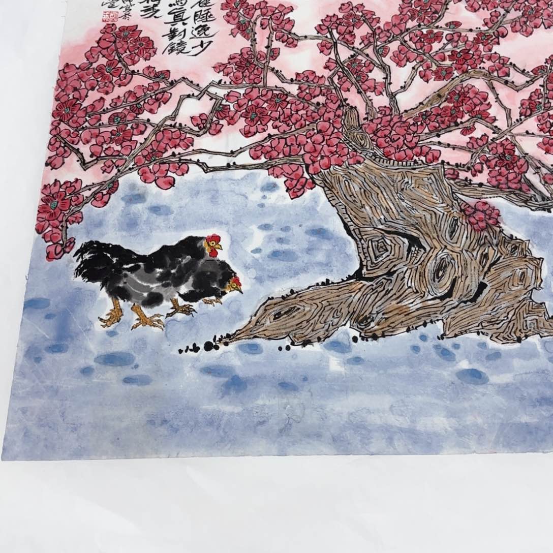 国画大**狼50斗方花鸟作品朱