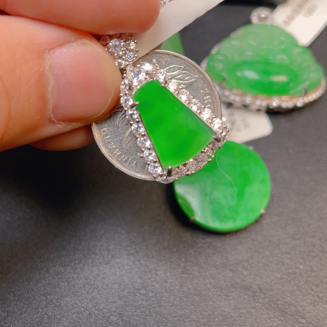 翡翠银S925镶嵌吊坠(不含链)