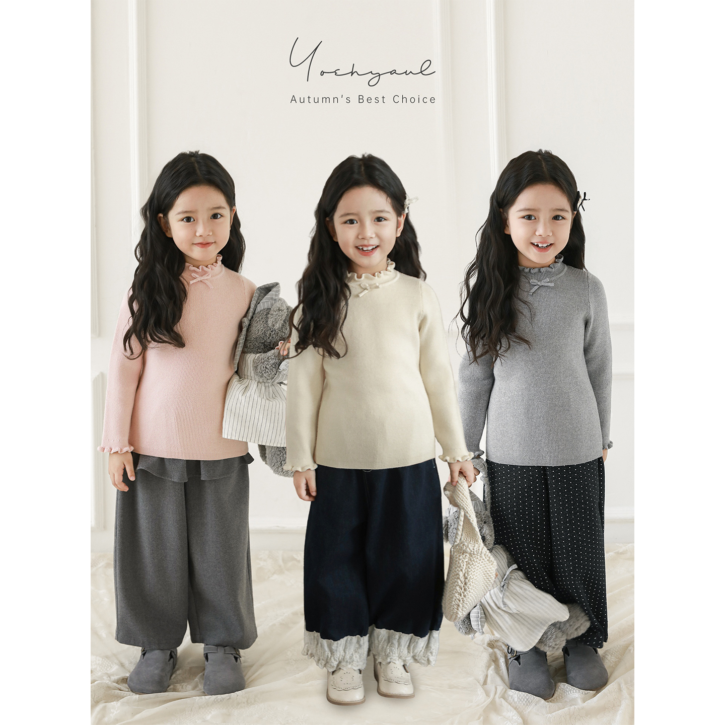 幼悠女童冬季木耳领针织打底衫秋冬款日韩童装宝宝儿童衣服D4315