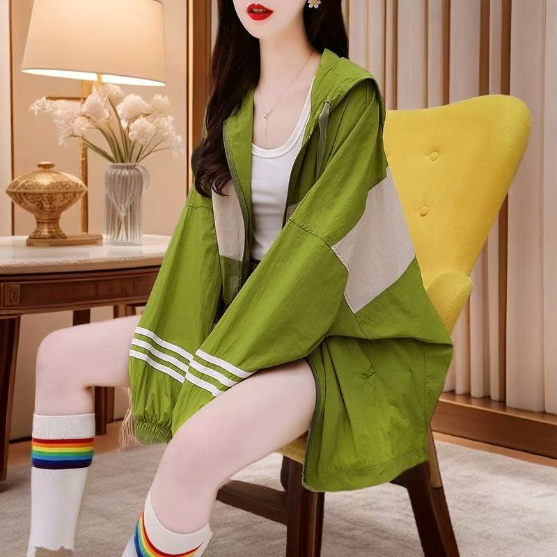 （非图片款）夏季女士薄款透气防紫外线修身显瘦短款连帽防晒服