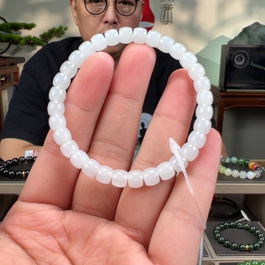 和田玉未镶嵌手链卡7mm