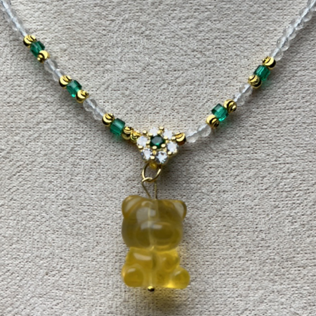 多色小熊萤石吊坠