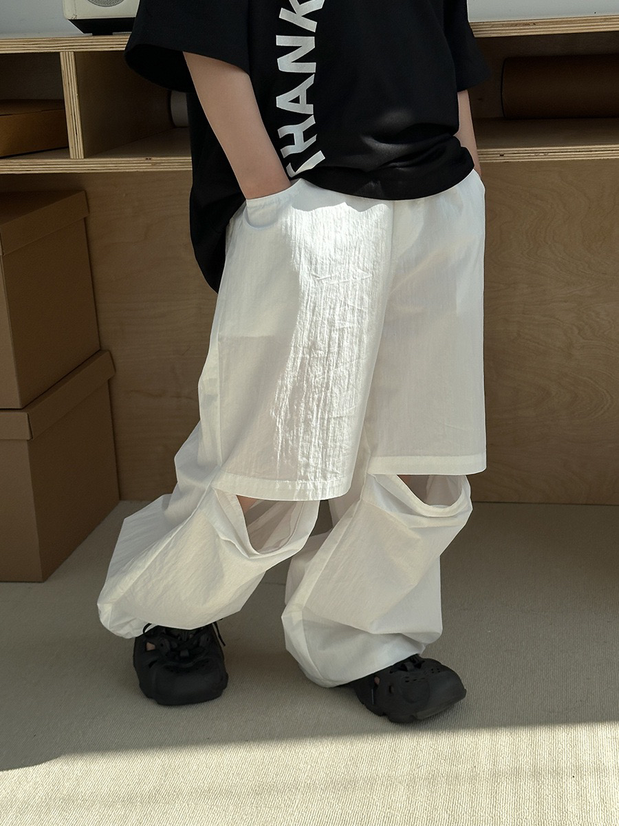 男童夏季薄款裤子2025新童装棉布透气韩版街舞露膝盖长裤