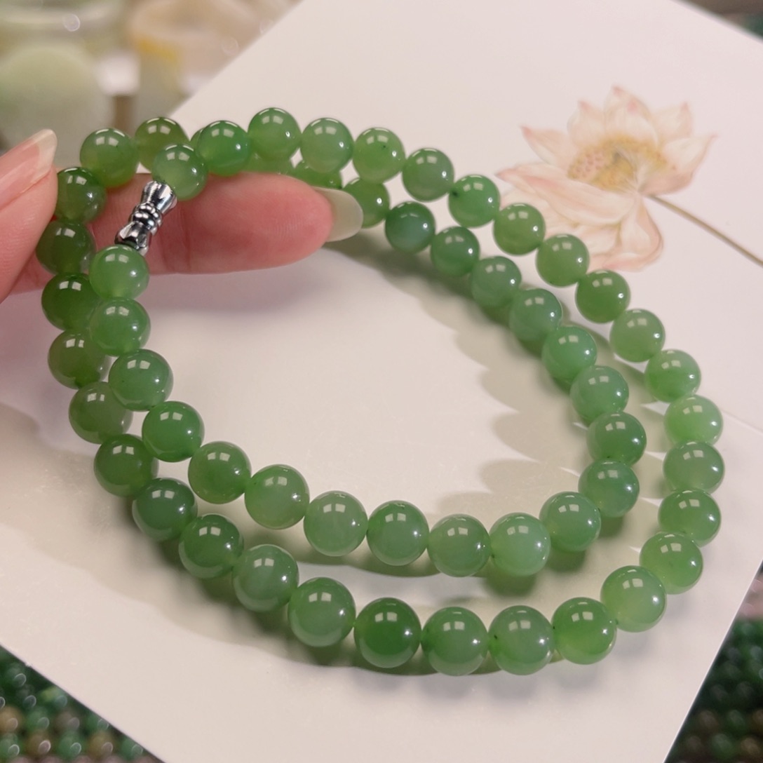 和田玉（碧玉）颈饰未镶嵌碧玉卡8项链