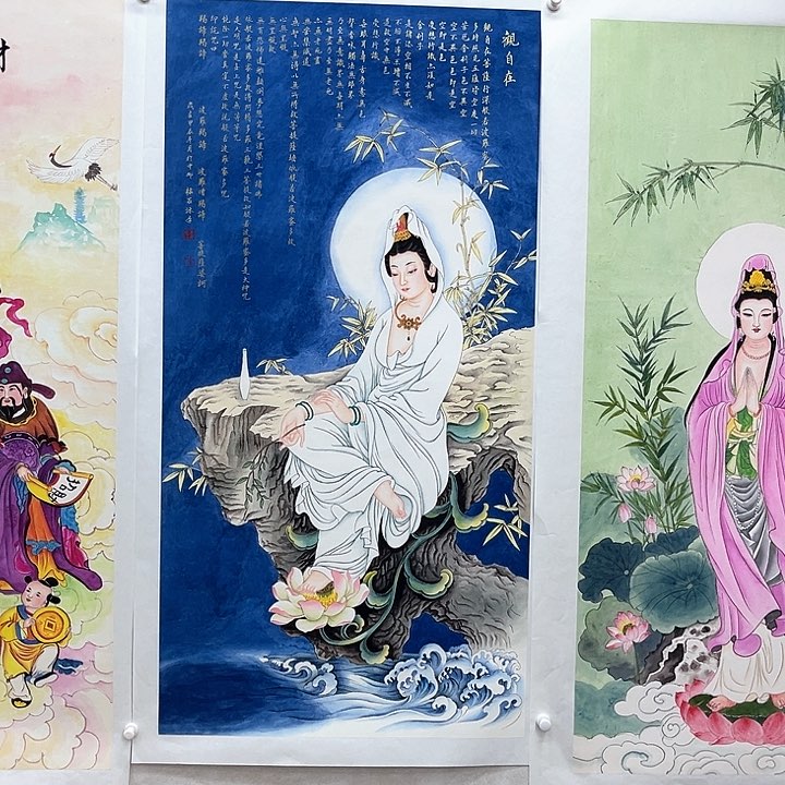 国画老**漆文殊菩萨一幅