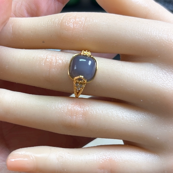 和田玉戒指银S925镶嵌