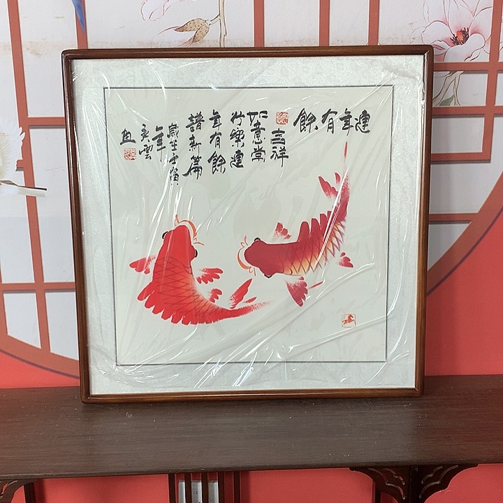国画带框尺寸62✖️62手绘包邮