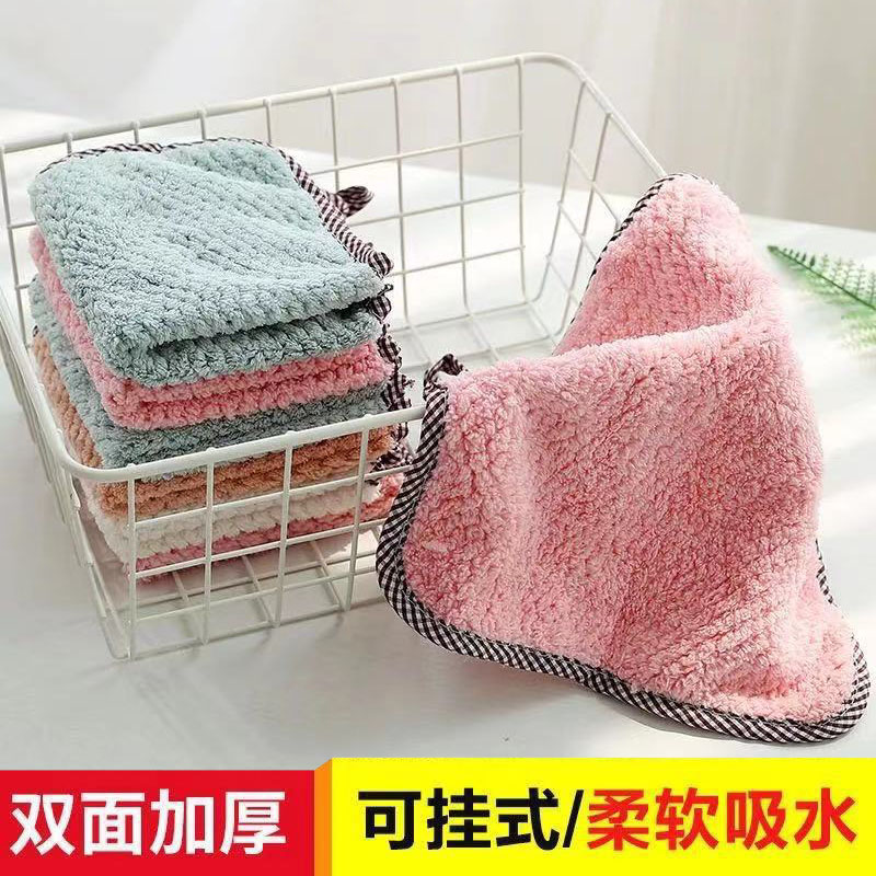 菠萝纹双面吸水抹布 加厚毛巾小方巾不掉毛挂式擦手巾厨房洗碗布