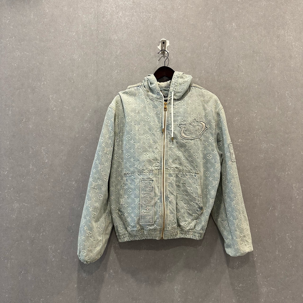 LOUIS VUITTON x nba经典拉链连帽夹克牛仔外套 48码/99新/003273