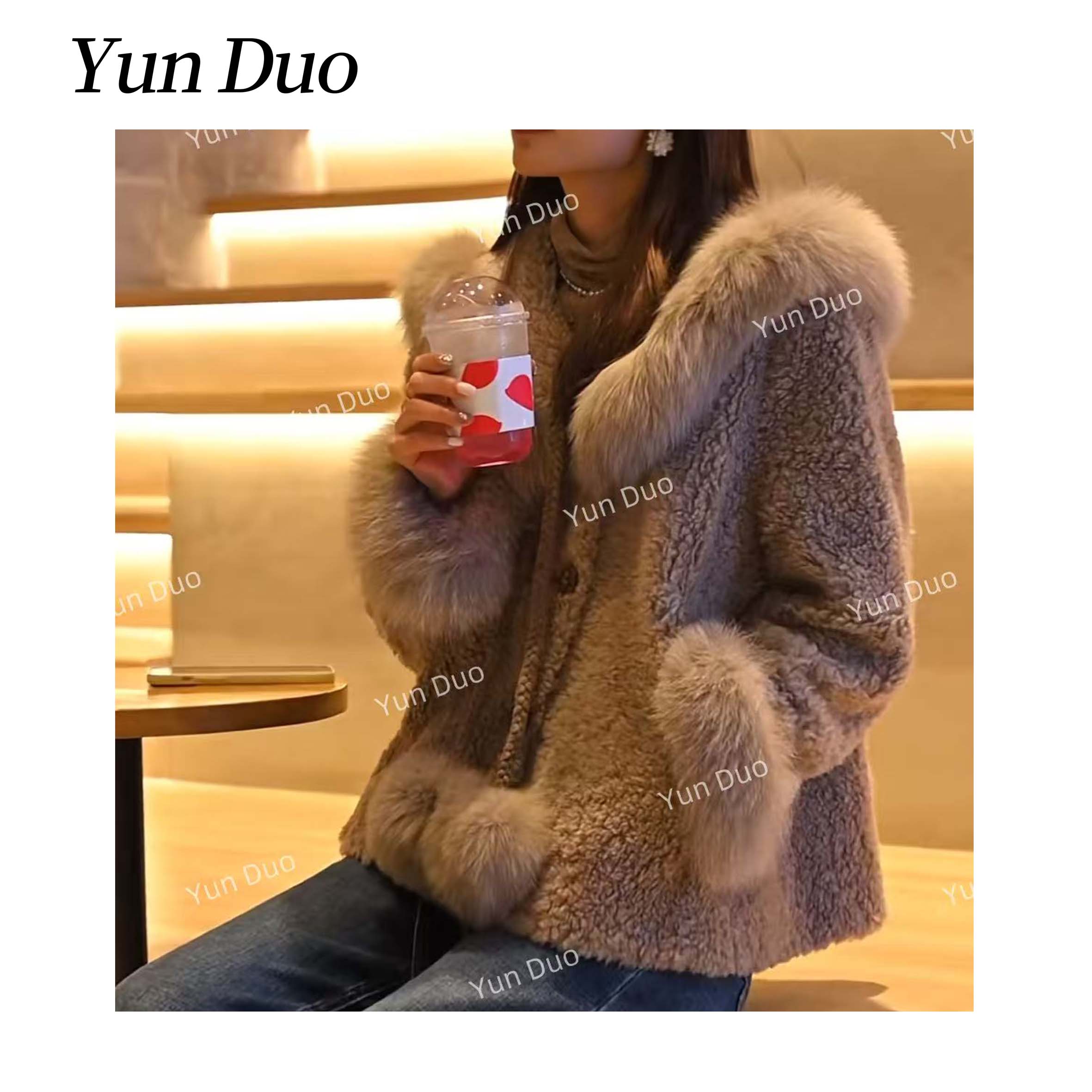 云朵定制【浪漫小羊羔】设计款小球毛领外套LG31