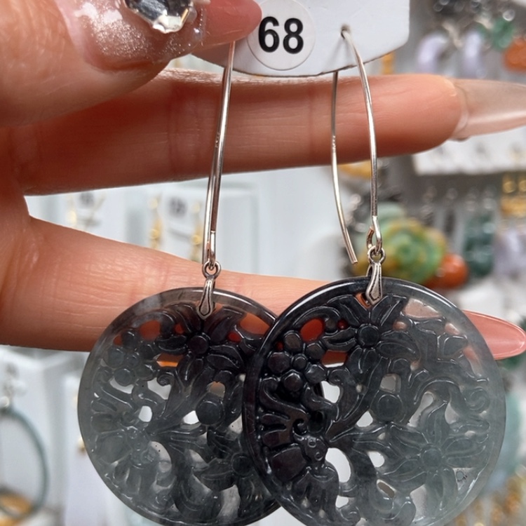 【闪购商品】翡翠耳饰银S925镶嵌耳饰